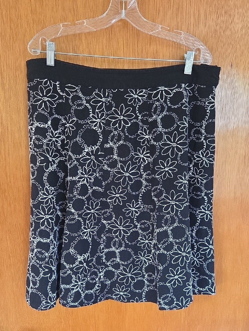Christopher and Banks  Black Floral A-Line Skirt